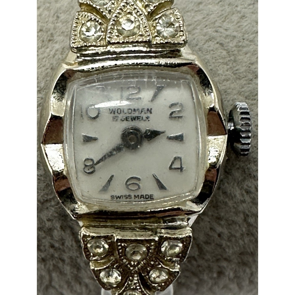 Woldman Swiss Made Manual Wind‎ Working Ladies Watch 16MM 6" Silver Tone K70